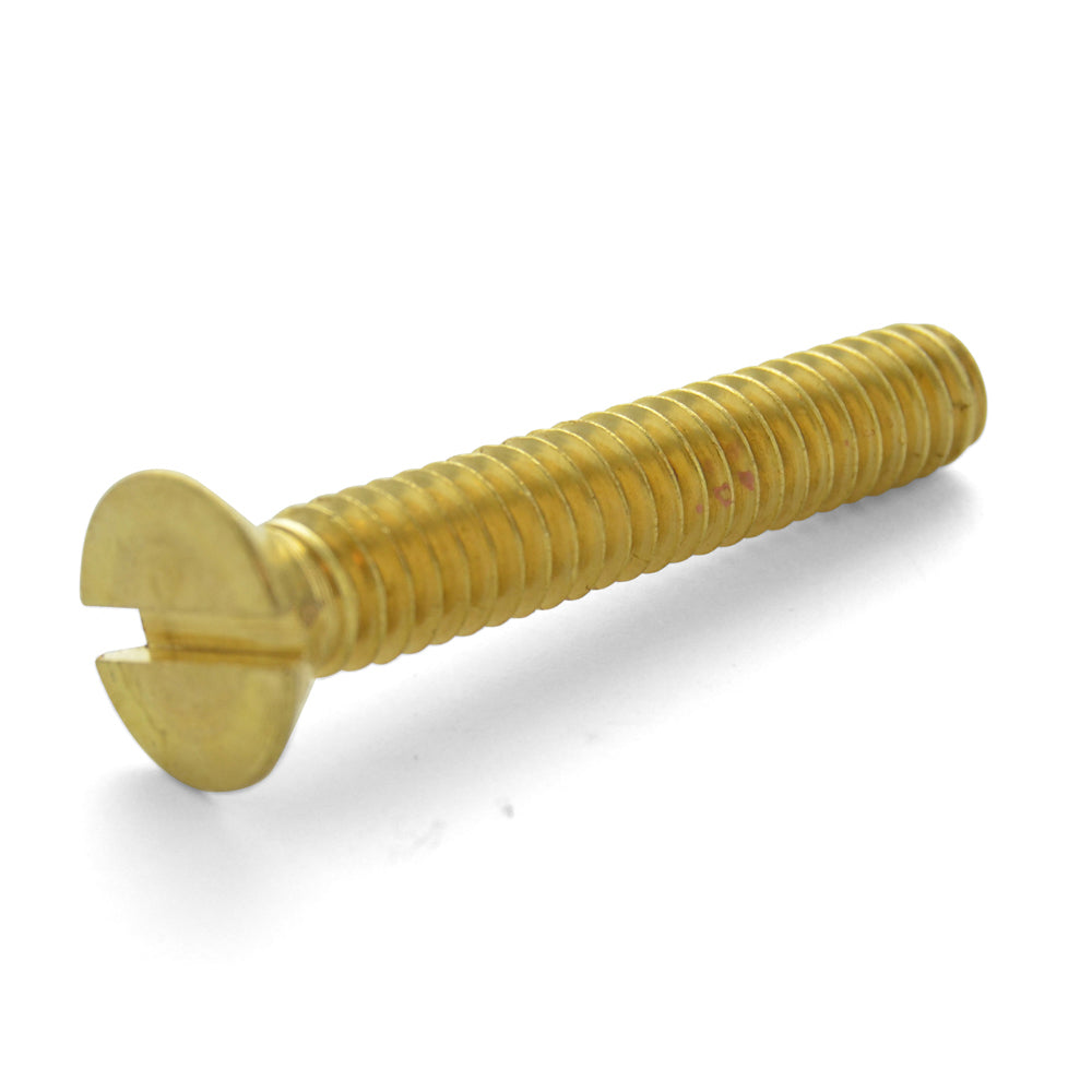 5/16-18 x 2-1/2 Inch Coarse Plain Brass Slotted Drive Flat Countersunk Head Machine Screw