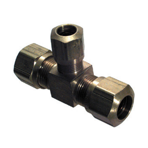 3/8 Inch X 3/8 Inch X 1/4 Inch Brass Union Tee D.O.T. Air Brake Fitting
