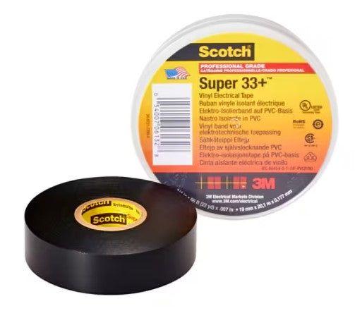 3/4 Inch x 52 ft 3M Scotch Super 33+� Electrical Tape Black Pvc