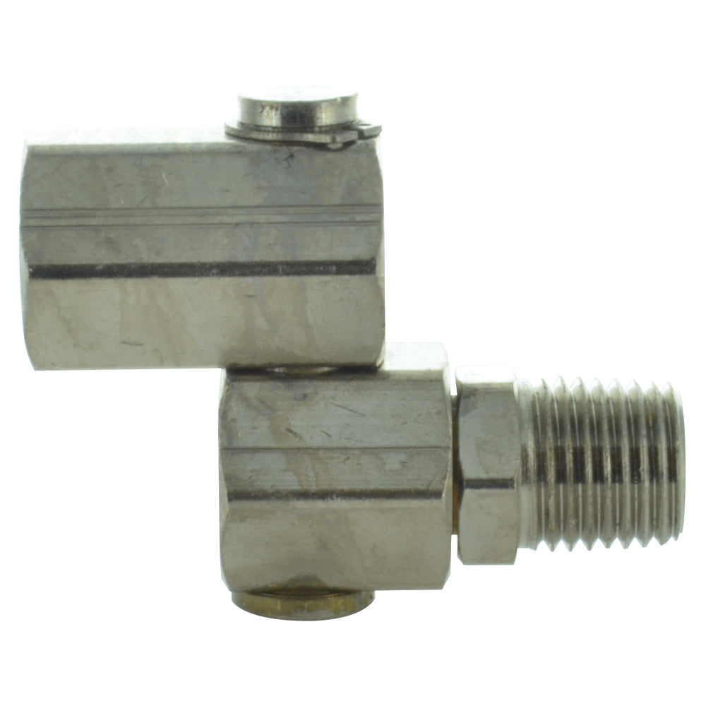 1/4 Inch MPT X 1/4 Inch FPT Orbital Swivel Fitting Nickel Plated Brass
