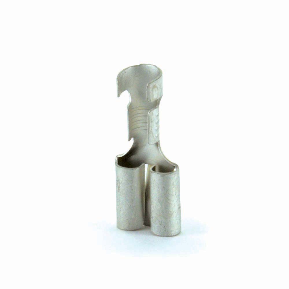16-14 Gauge Uninsulated Brass Female Push On Locking Terminal 1/4" Tab Tin Plated