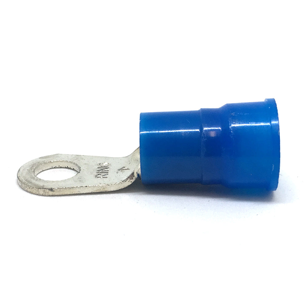 6 Gauge Nylon Insulated Ring Terminal Blue 1/4 Inch Stud