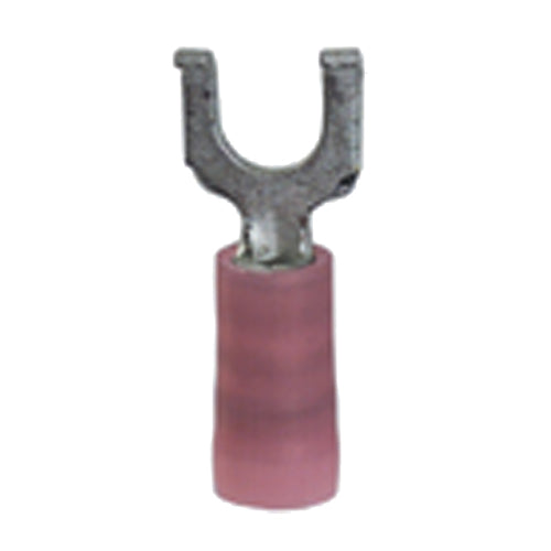 22-18 Gauge Flanged Fork Spade Terminal #8 Stud Nylon Insulated Red