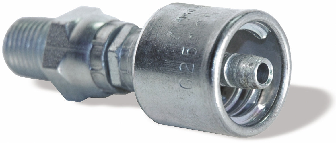 3/8 Inch X 1/4 Inch Male Pipe Swivel (NPTF - Without 30 Degree Cone Seat) Tuffcoat Lead Free Megacrimp Coupling